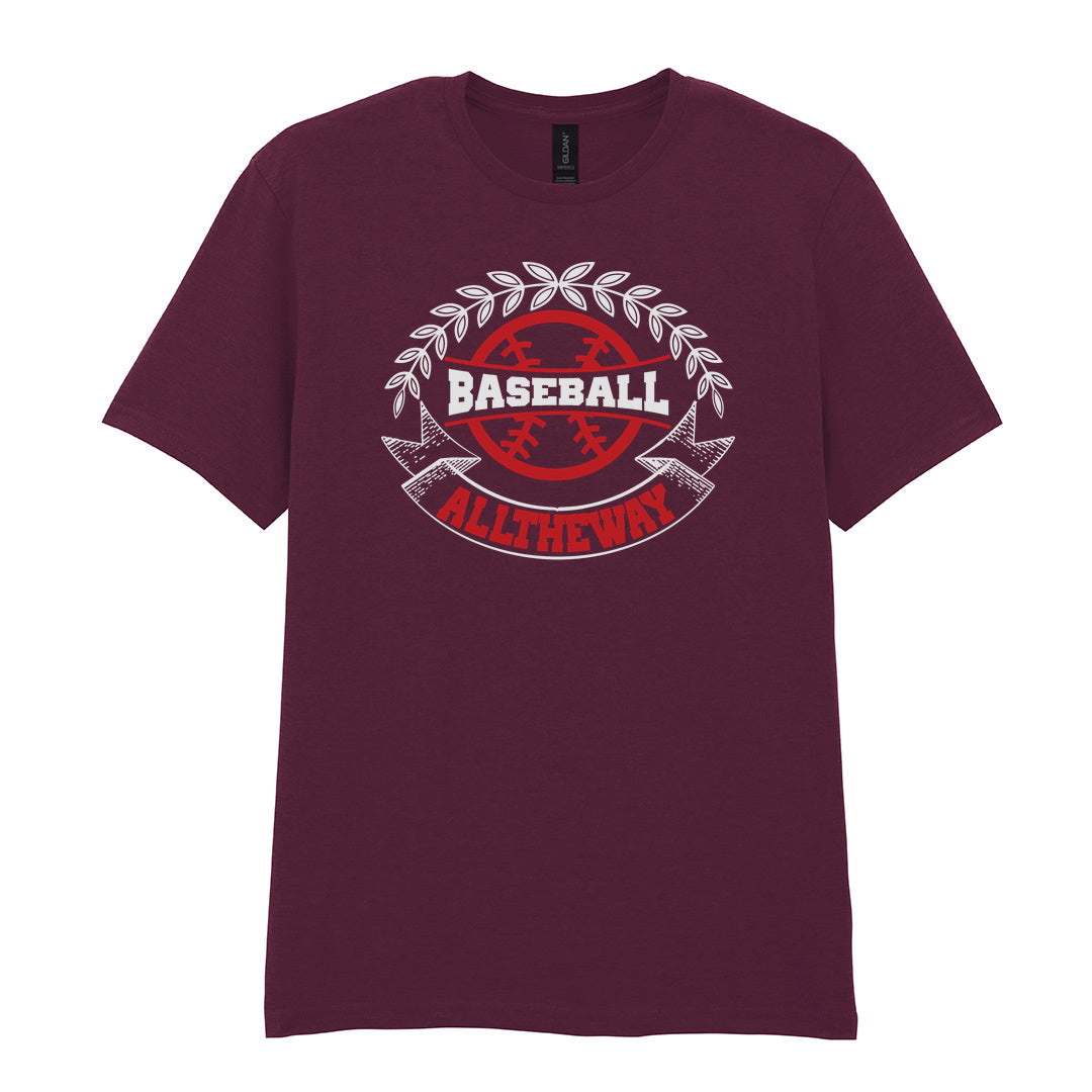IPRINTOP Baseball Spirit - Design 3 Graphic T-Shirt in Maroon - red baseball badge