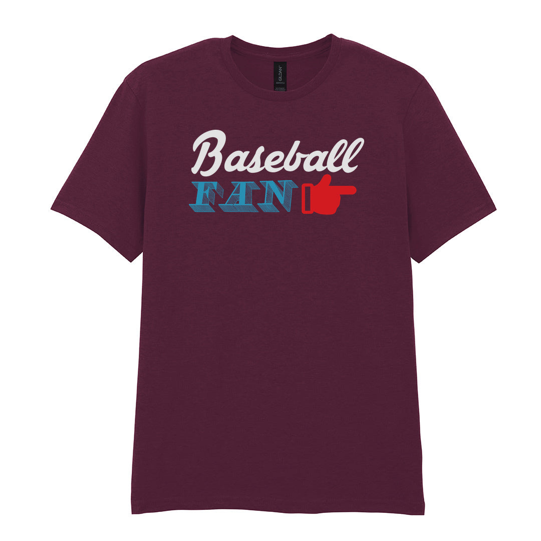 IPRINTOP Celebrate Your Baseball Spirit - Design 2 Graphic T-Shirt in Maroon - Baseball Fan and pointing hand