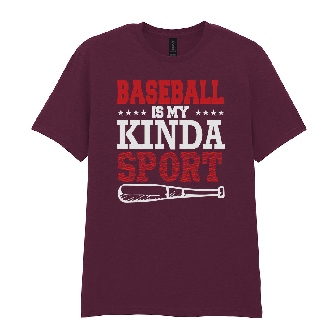IPRINTOP Baseball Is My Kinda Sport Graphic T-Shirt in Maroon - slogan and baseball bat