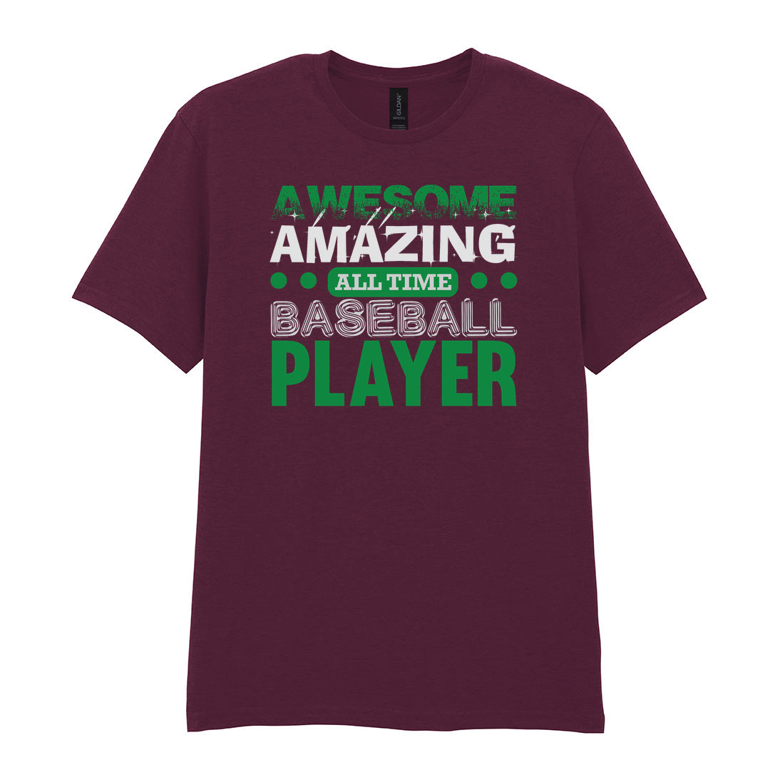 IPRINTOP Ultimate All-Time Baseball Player Graphic T-Shirt in Maroon - green and white player slogan