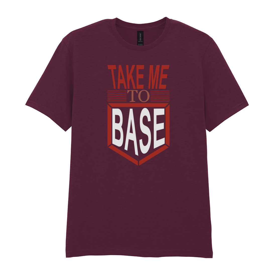 IPRINTOP Take Me To Base Graphic T-Shirt in Maroon - red home-base slogan