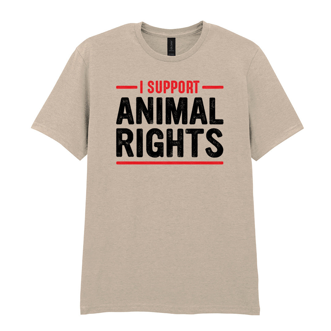 IPRINTOP I Support Animal Rights Graphic T-Shirt in Sand - animal rights lettering