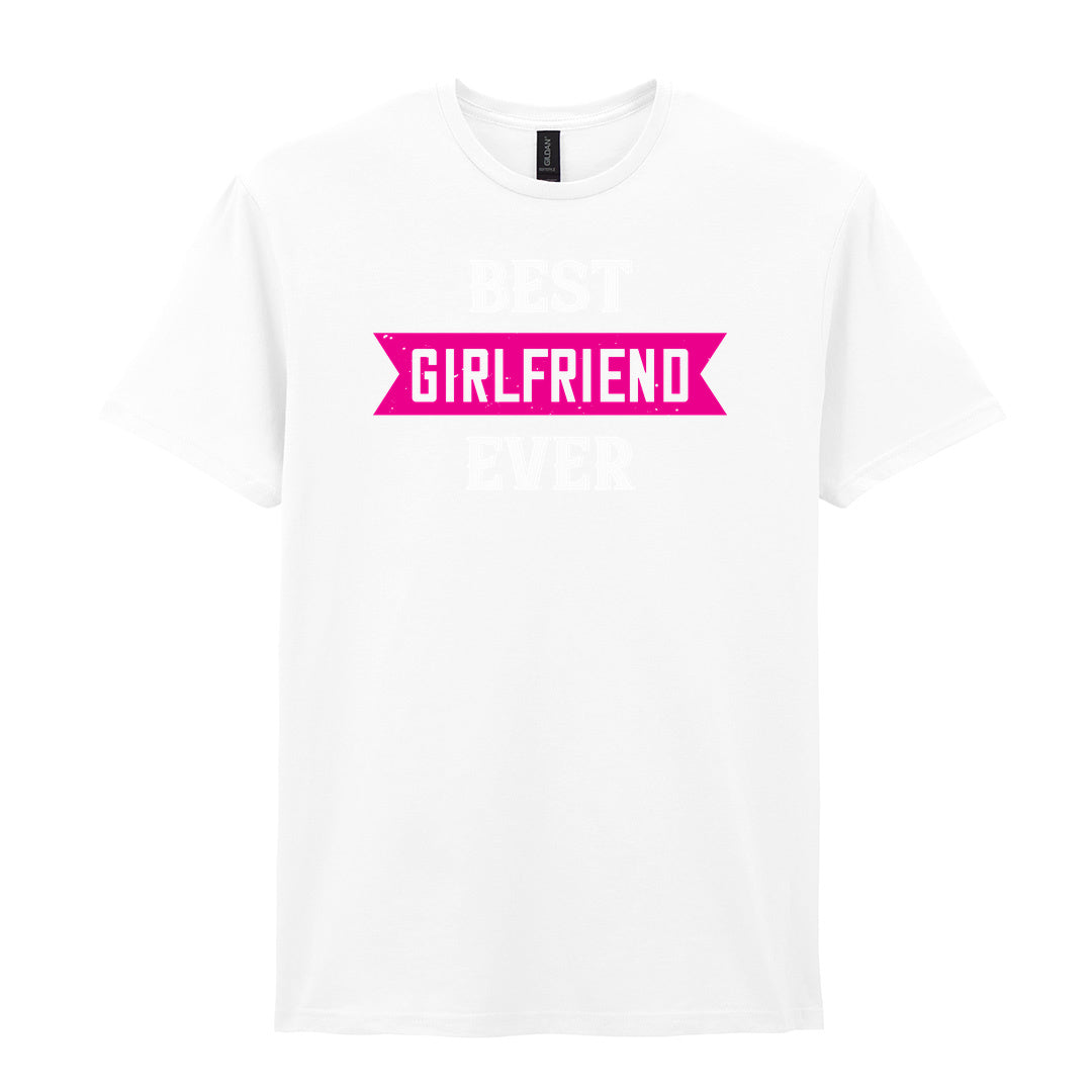 IPRINTOP Best Girlfriend Ever Graphic T-Shirt in White - pink banner and white lettering