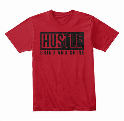 Hustle Grind and Shine graphic T-shirt mockup