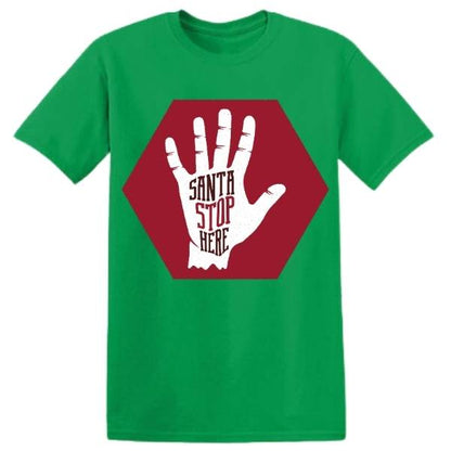 Santa Stop Here graphic T-shirt mockup