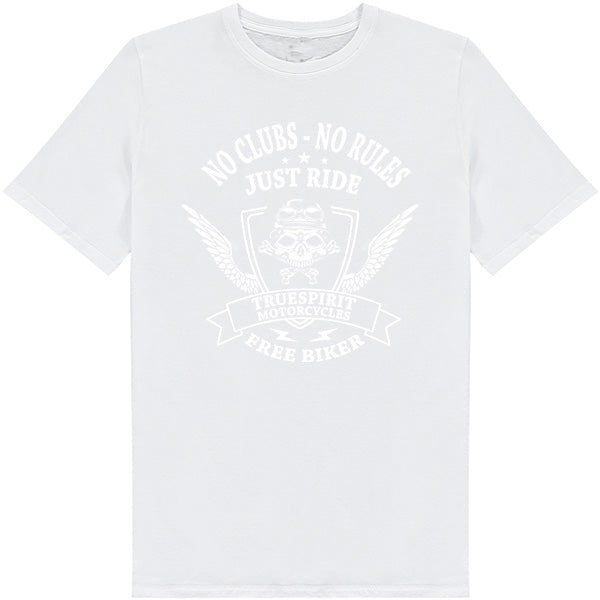 "No Clubs, No Rules" Unisex T-Shirt for Bikers - Shop Now
