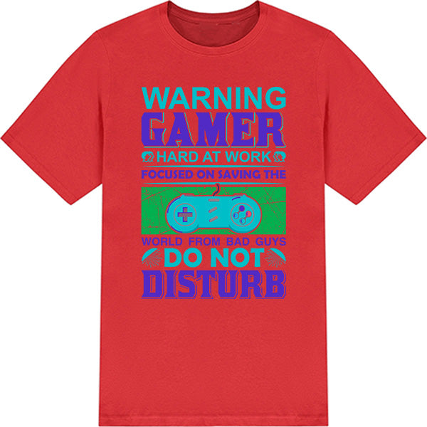 Warning: Gamer Hard at Work T-Shirt | Premium Gaming Gear