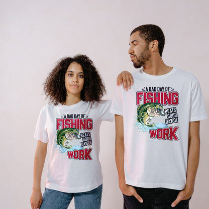 Fishing Enthusiast T-Shirt - 'A Bad Day Of Fishing' Design
