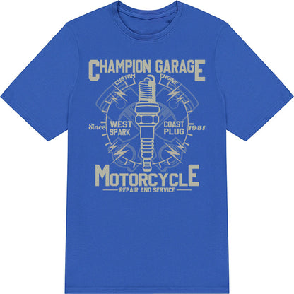 Champion Garage Unisex Motorcycle T-Shirt | Ideal for Riders