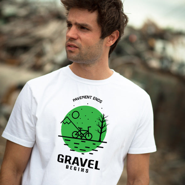 Unisex T-Shirt for Bicycle Adventures | Pavement Ends Gravel Begins