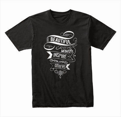 Beautiful Minds Inspire Others graphic T-shirt mockup