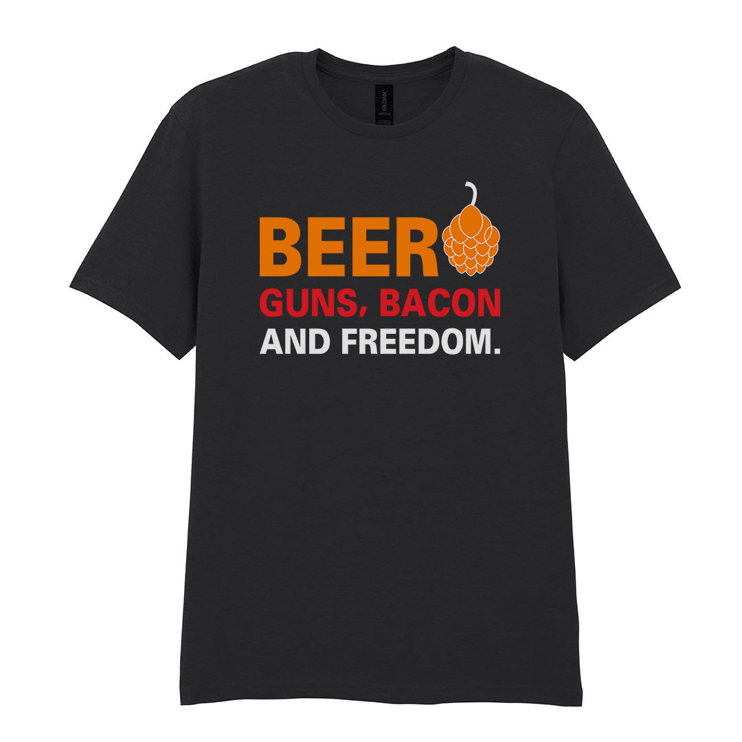 Beer Guns Bacon and Freedom | Unisex Graphic T-Shirt – Design 1