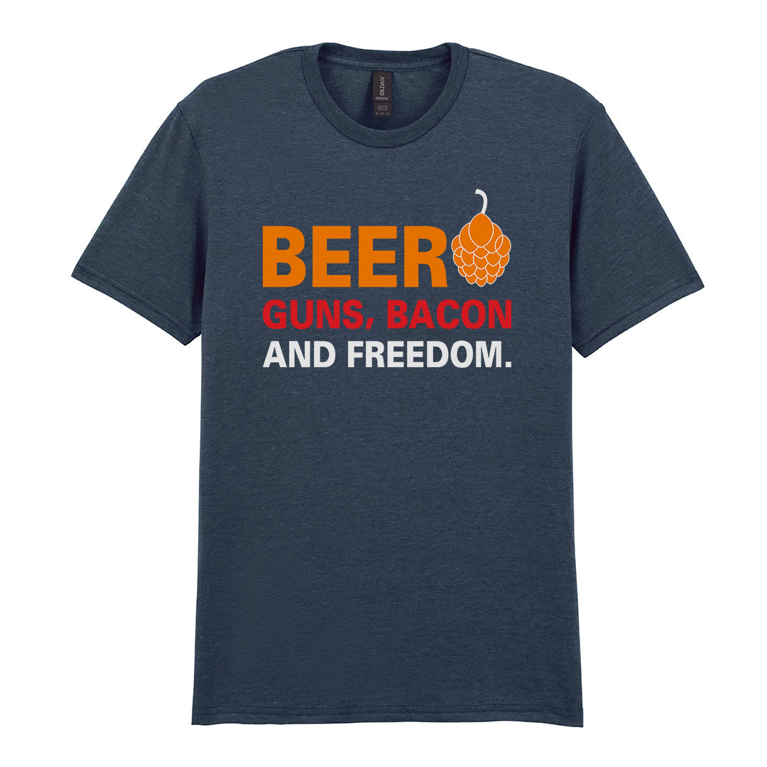 Beer Guns Bacon and Freedom | Unisex Graphic T-Shirt – Design 1