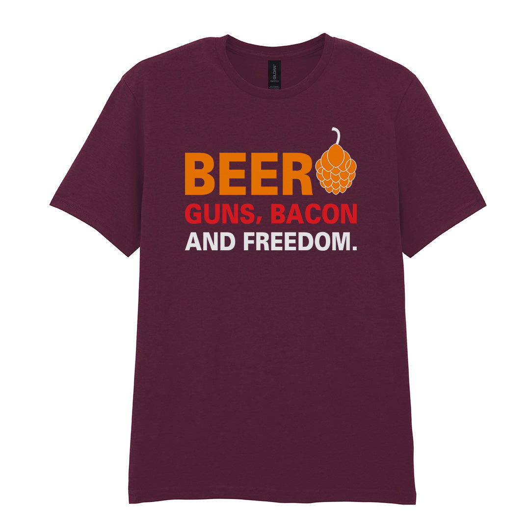 Beer Guns Bacon and Freedom | Unisex Graphic T-Shirt – Design 1