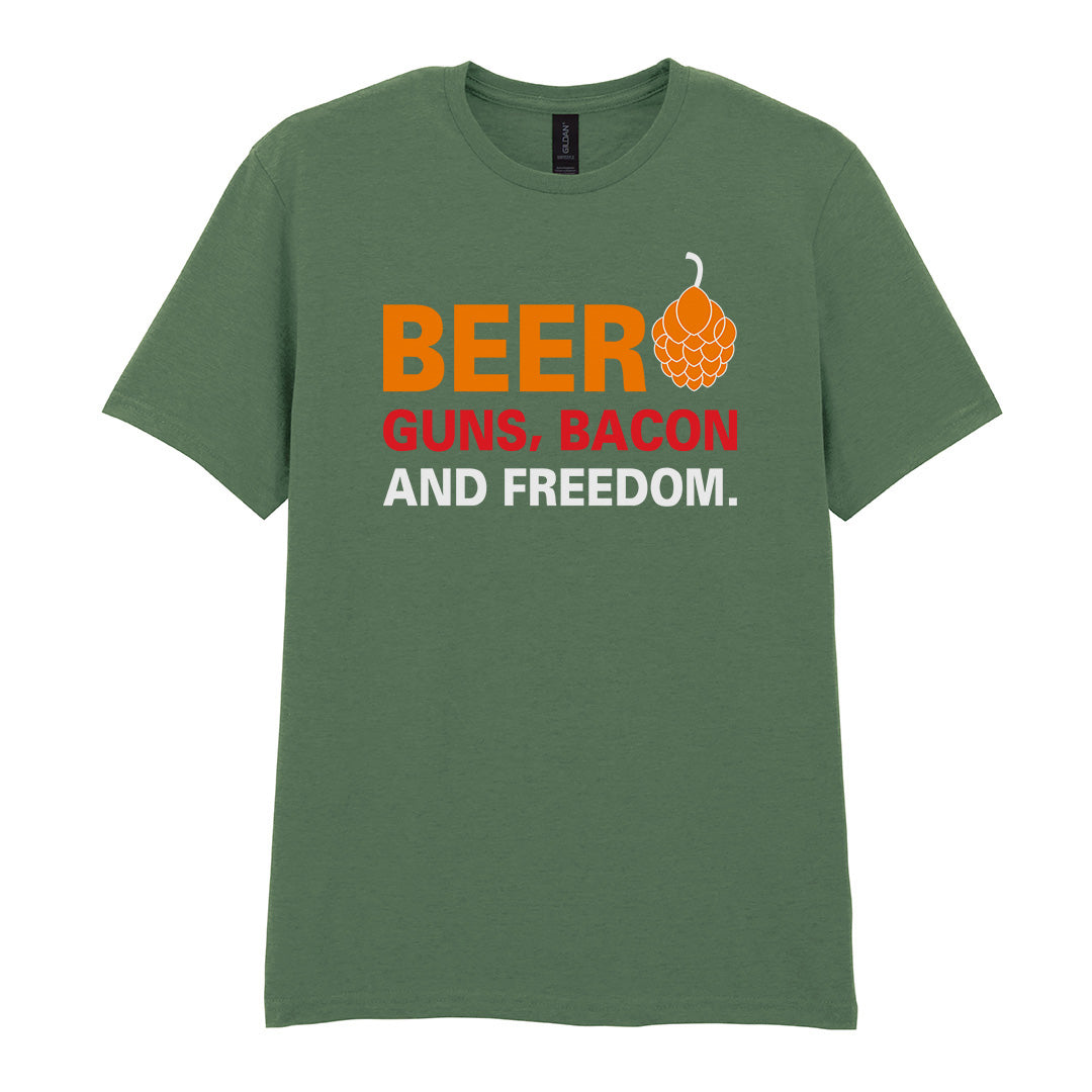 Beer Guns Bacon and Freedom | Unisex Graphic T-Shirt – Design 1