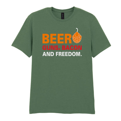 Beer Guns Bacon and Freedom | Unisex Graphic T-Shirt – Design 1