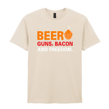 Beer Guns Bacon and Freedom | Unisex Graphic T-Shirt – Design 1