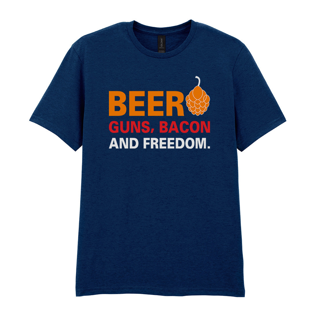 Beer Guns Bacon and Freedom | Unisex Graphic T-Shirt – Design 1