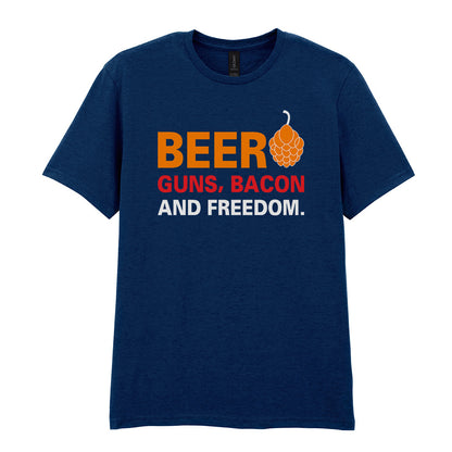 Beer Guns Bacon and Freedom | Unisex Graphic T-Shirt – Design 1