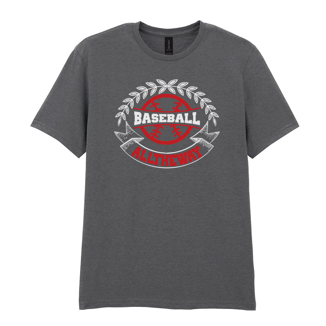 IPRINTOP Baseball Spirit - Design 3 Graphic T-Shirt in Charcoal - red baseball badge