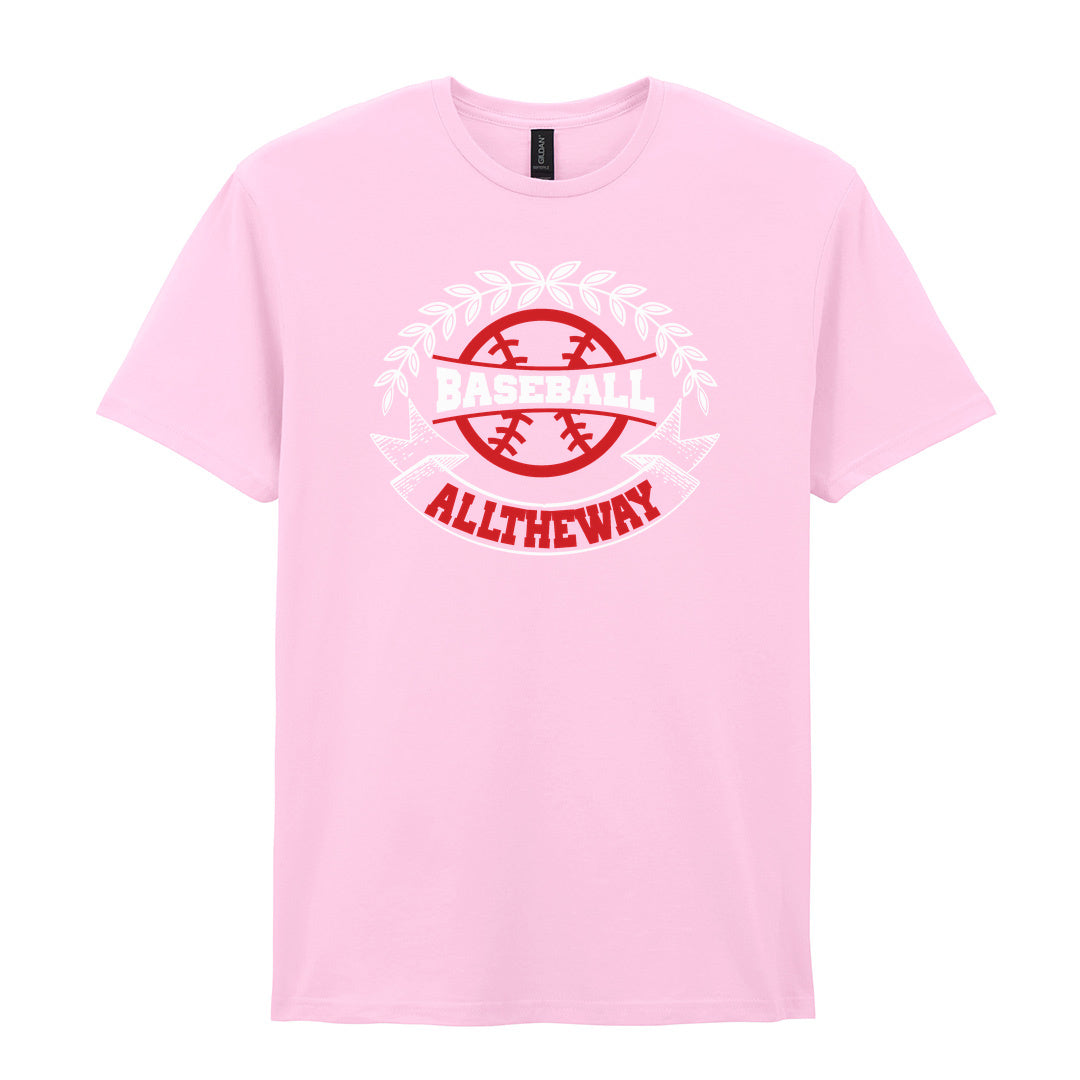 IPRINTOP Baseball Spirit - Design 3 Graphic T-Shirt in Light Pink - red baseball badge