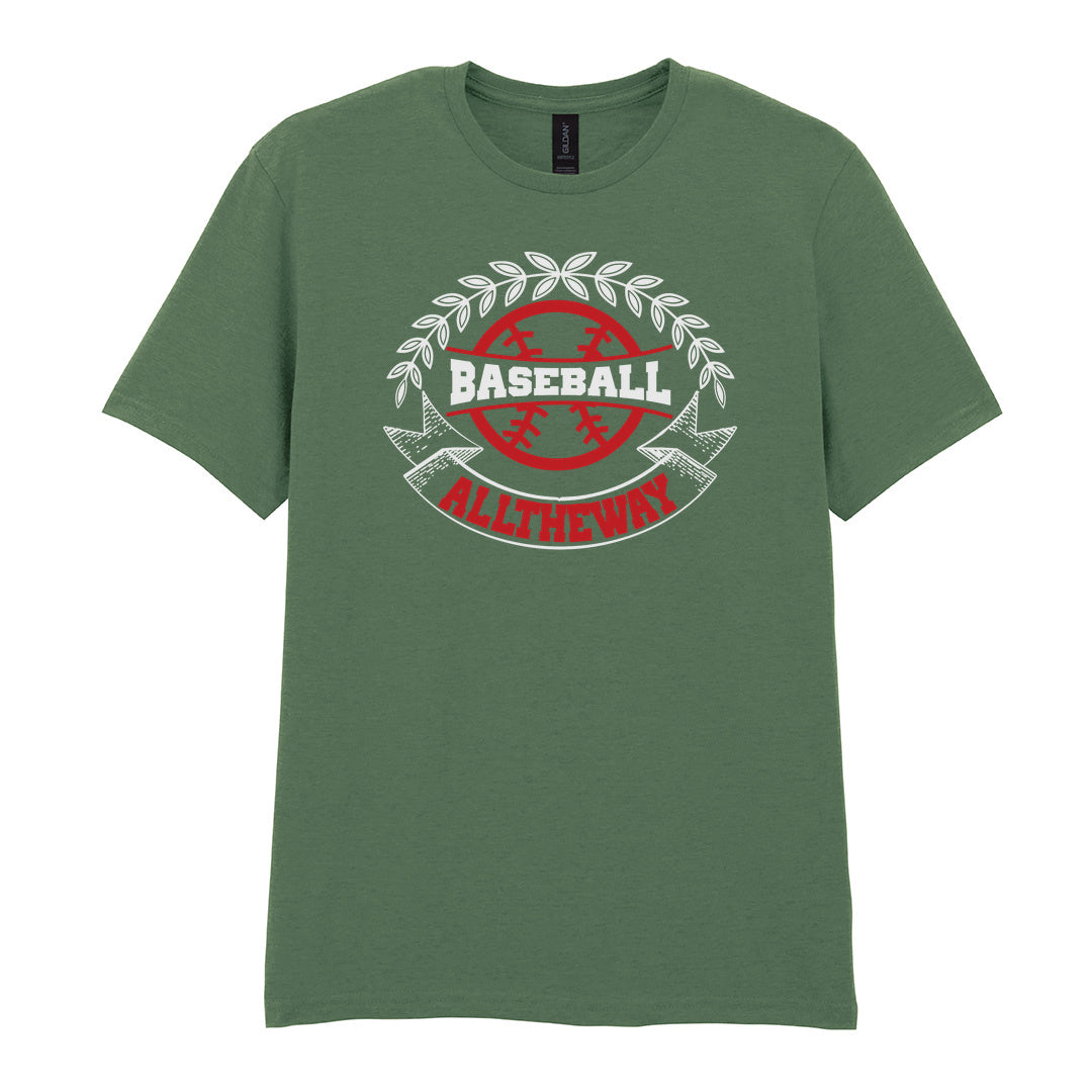 IPRINTOP Baseball Spirit - Design 3 Graphic T-Shirt in Military Green - red baseball badge