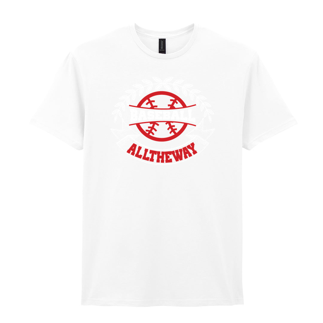 IPRINTOP Baseball Spirit - Design 3 Graphic T-Shirt in White - red baseball badge