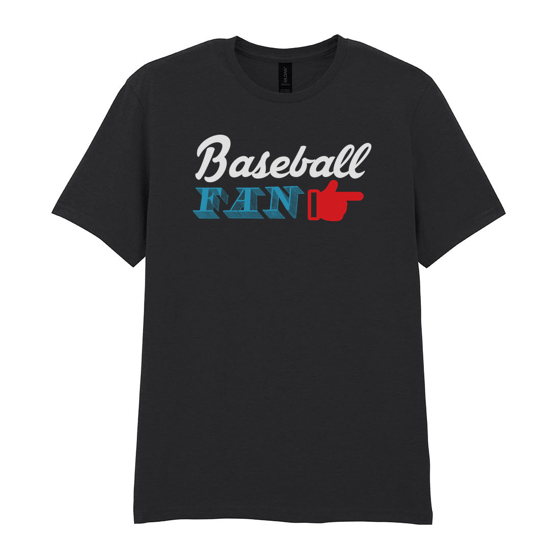 IPRINTOP Celebrate Your Baseball Spirit - Design 2 Graphic T-Shirt in Black - Baseball Fan and pointing hand