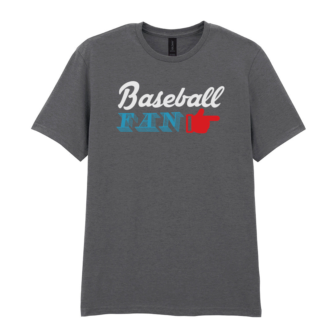 IPRINTOP Celebrate Your Baseball Spirit - Design 2 Graphic T-Shirt in Charcoal - Baseball Fan and pointing hand