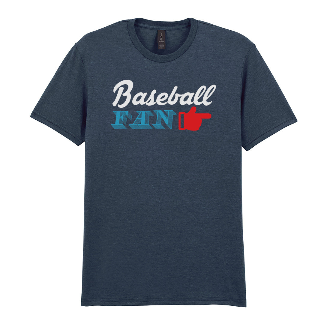 IPRINTOP Celebrate Your Baseball Spirit - Design 2 Graphic T-Shirt in Dark Heather - Baseball Fan and pointing hand
