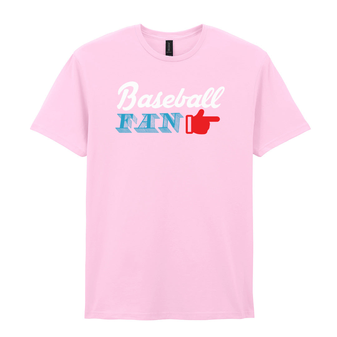 IPRINTOP Celebrate Your Baseball Spirit - Design 2 Graphic T-Shirt in Light Pink - Baseball Fan and pointing hand