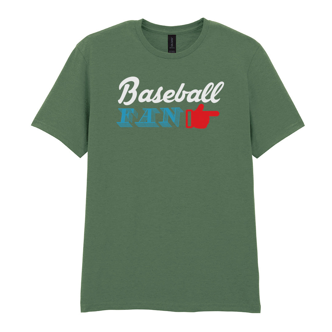 IPRINTOP Celebrate Your Baseball Spirit - Design 2 Graphic T-Shirt in Military Green - Baseball Fan and pointing hand