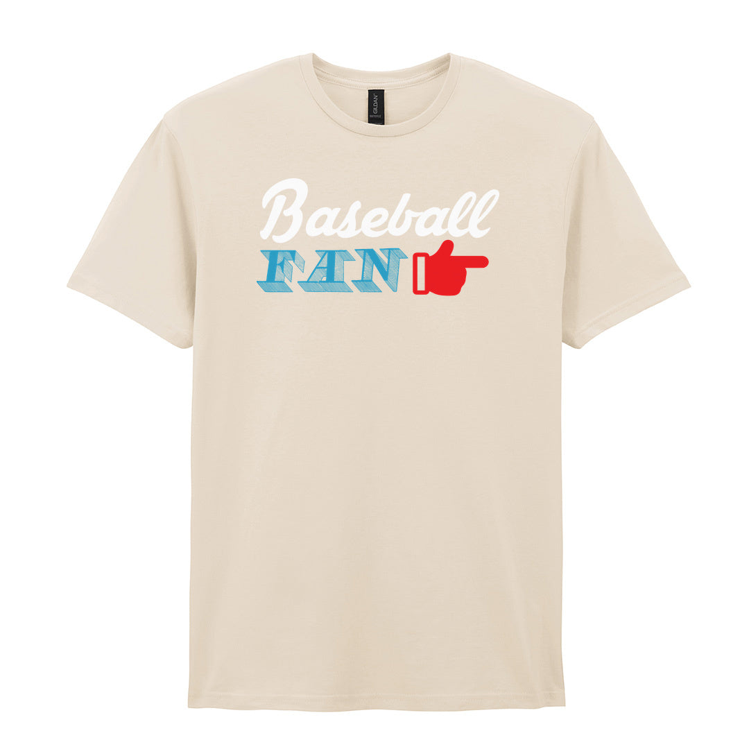 IPRINTOP Celebrate Your Baseball Spirit - Design 2 Graphic T-Shirt in Natural - Baseball Fan and pointing hand