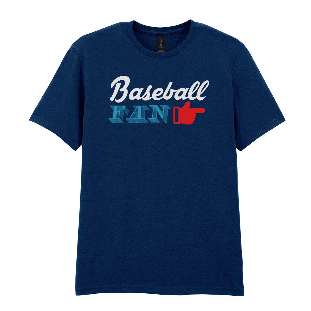 IPRINTOP Celebrate Your Baseball Spirit - Design 2 Graphic T-Shirt in Navy - Baseball Fan and pointing hand