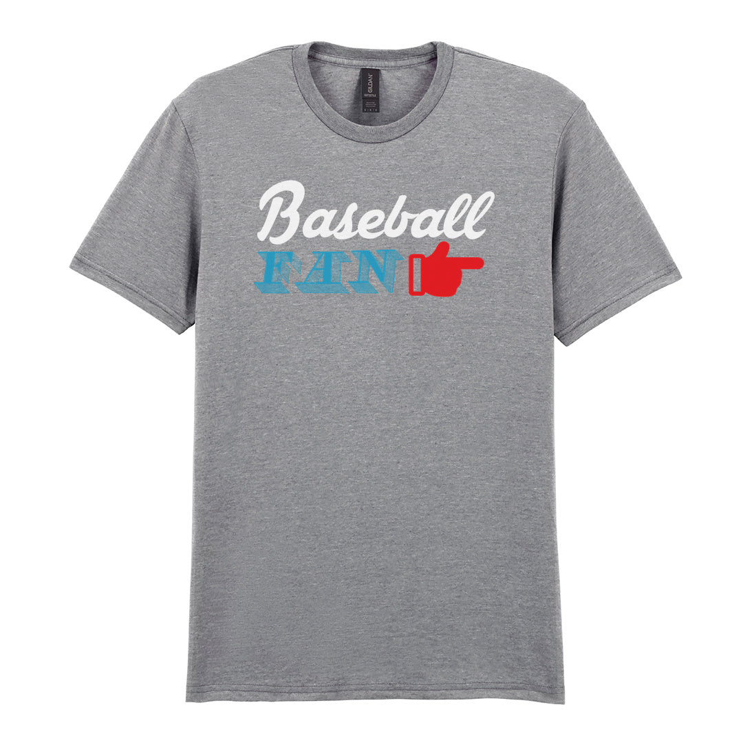 IPRINTOP Celebrate Your Baseball Spirit - Design 2 Graphic T-Shirt in RS Sports Grey - Baseball Fan and pointing hand