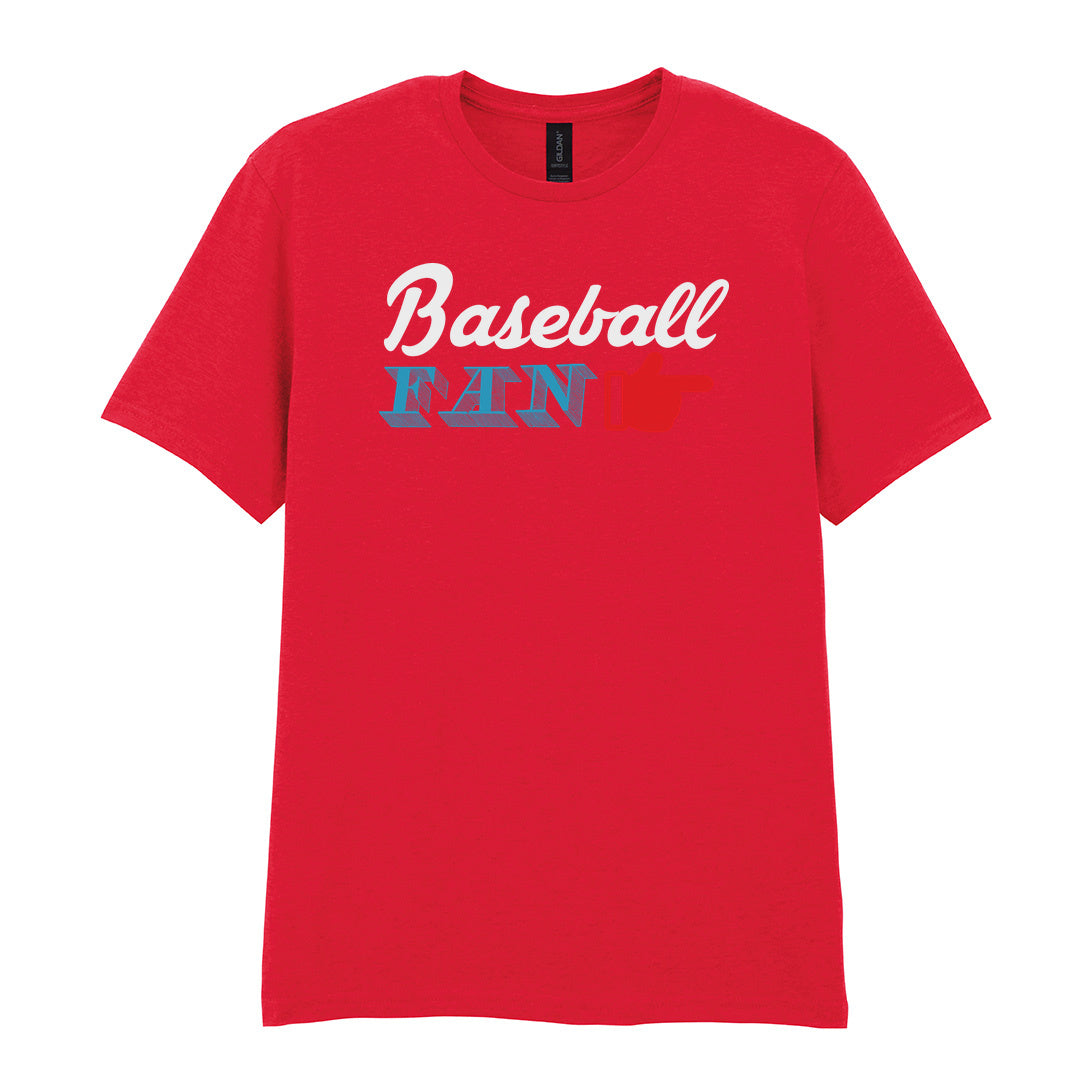 IPRINTOP Celebrate Your Baseball Spirit - Design 2 Graphic T-Shirt in Red - Baseball Fan and pointing hand