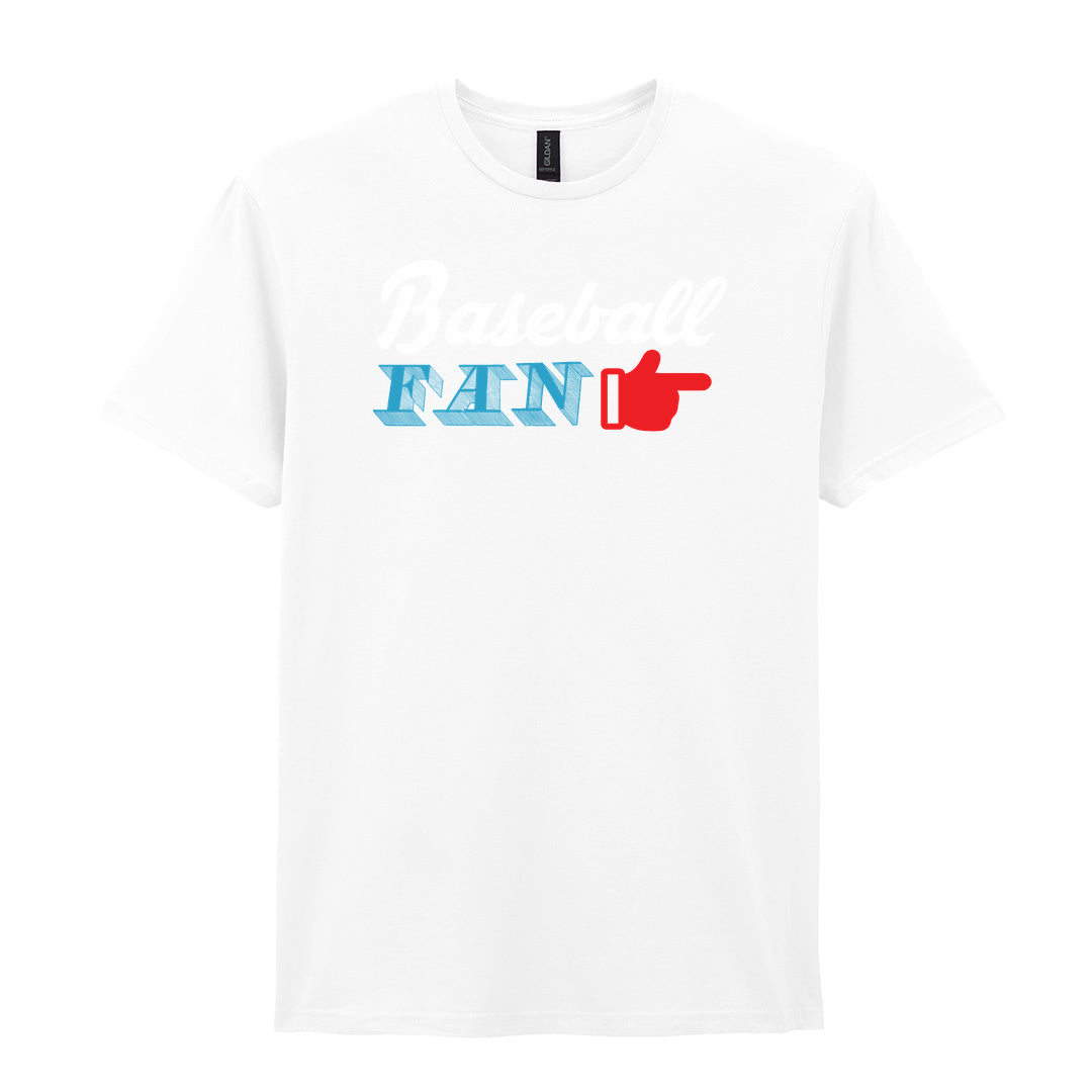 IPRINTOP Celebrate Your Baseball Spirit - Design 2 Graphic T-Shirt in White - Baseball Fan and pointing hand