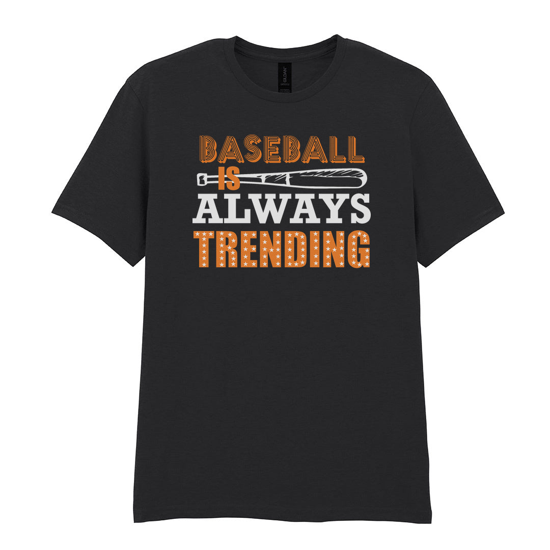 IPRINTOP Timeless Baseball Spirit Graphic T-Shirt in Black - orange slogan and bat
