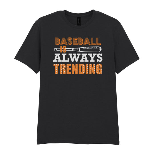 IPRINTOP Timeless Baseball Spirit Graphic T-Shirt in Black - orange slogan and bat
