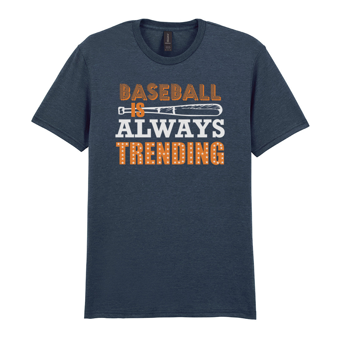 IPRINTOP Timeless Baseball Spirit Graphic T-Shirt in Dark Heather - orange slogan and bat