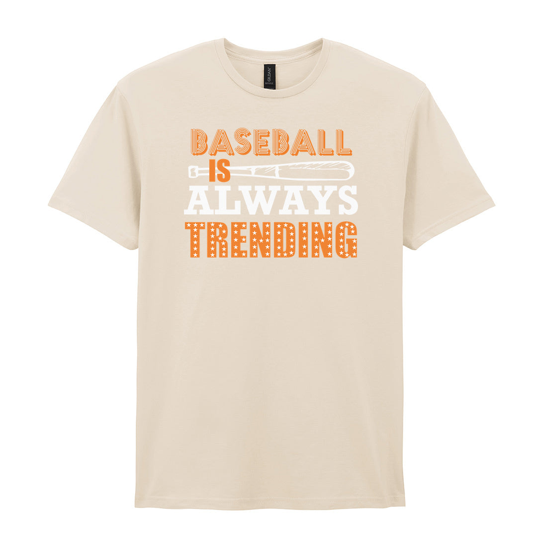 IPRINTOP Timeless Baseball Spirit Graphic T-Shirt in Natural - orange slogan and bat