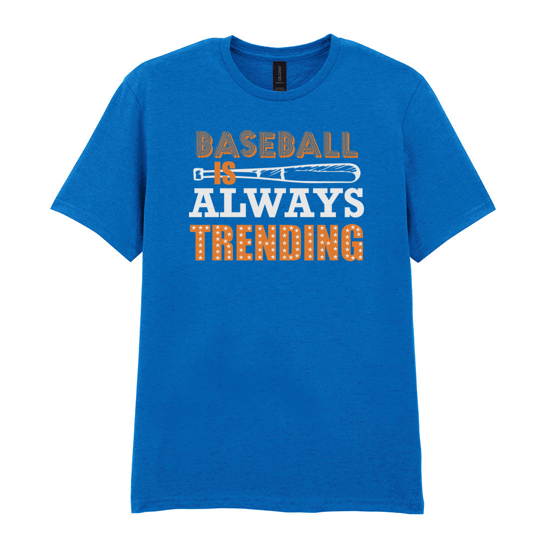 IPRINTOP Timeless Baseball Spirit Graphic T-Shirt in Royal - orange slogan and bat