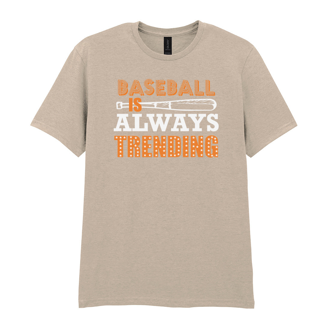 IPRINTOP Timeless Baseball Spirit Graphic T-Shirt in Sand - orange slogan and bat