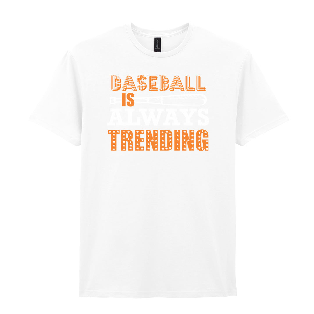 IPRINTOP Timeless Baseball Spirit Graphic T-Shirt in White - orange slogan and bat