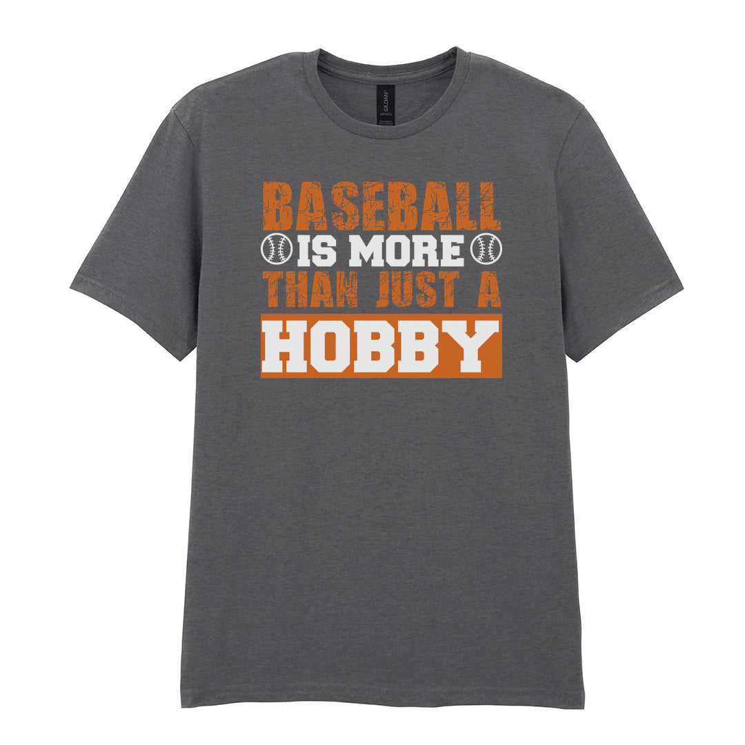 IPRINTOP Baseball Is More Than Just A Hobby - Design 2 Graphic T-Shirt in Charcoal - orange and white slogan