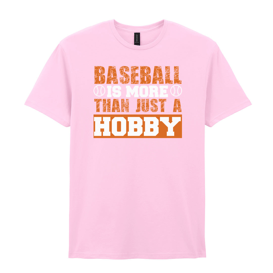 IPRINTOP Baseball Is More Than Just A Hobby - Design 2 Graphic T-Shirt in Light Pink - orange and white slogan