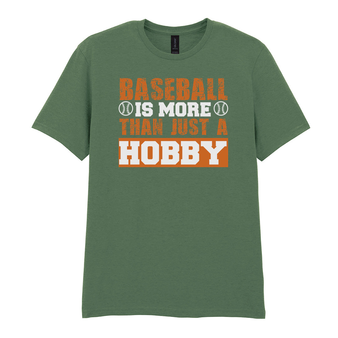 IPRINTOP Baseball Is More Than Just A Hobby - Design 2 Graphic T-Shirt in Military Green - orange and white slogan