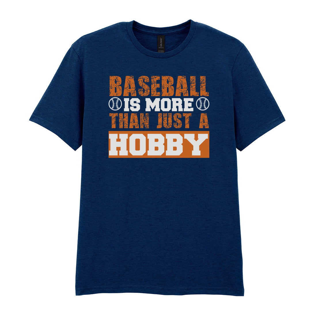 IPRINTOP Baseball Is More Than Just A Hobby - Design 2 Graphic T-Shirt in Navy - orange and white slogan