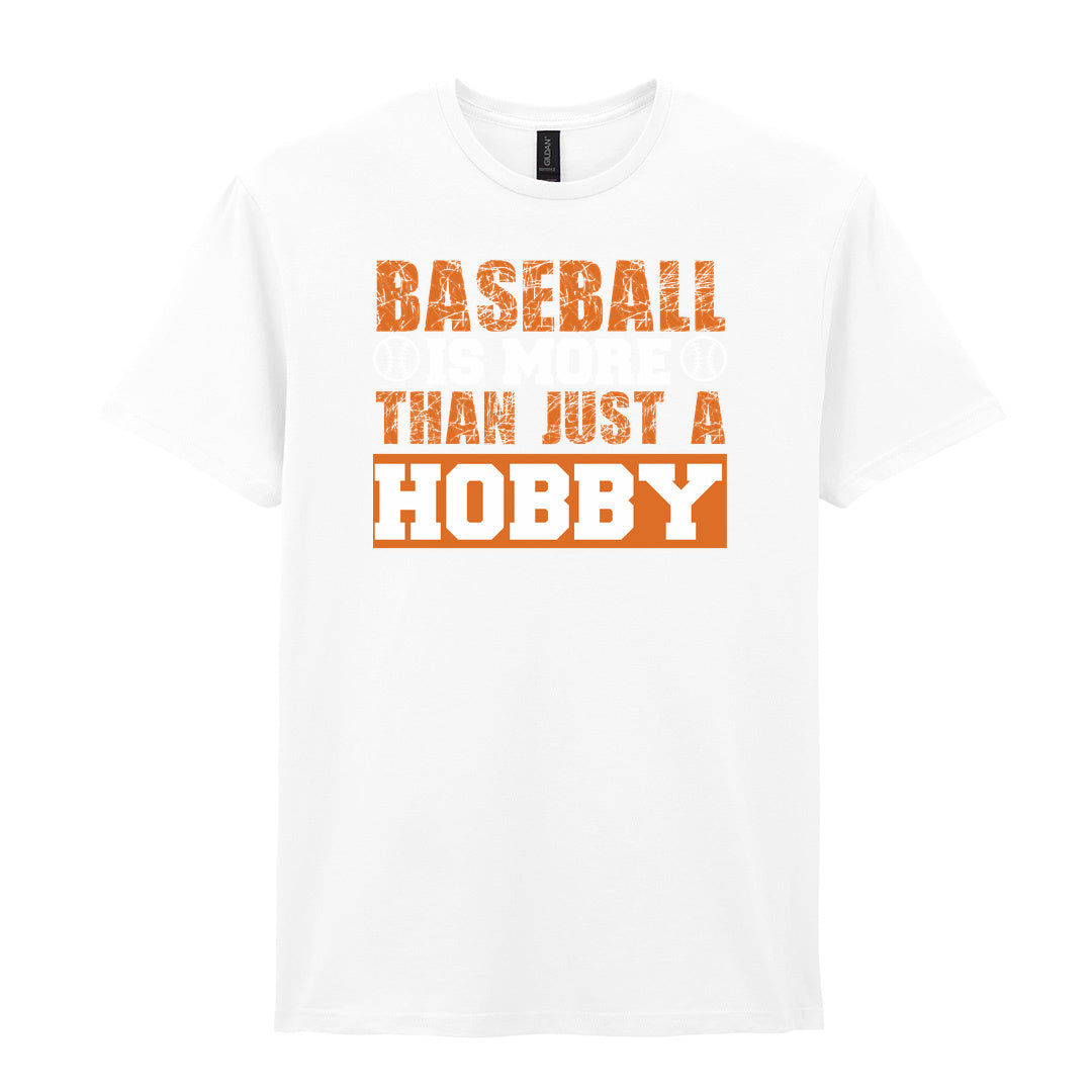 IPRINTOP Baseball Is More Than Just A Hobby - Design 2 Graphic T-Shirt in White - orange and white slogan