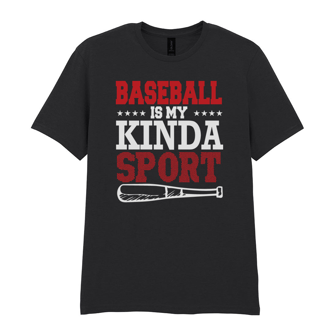 IPRINTOP Baseball Is My Kinda Sport Graphic T-Shirt in Black - slogan and baseball bat